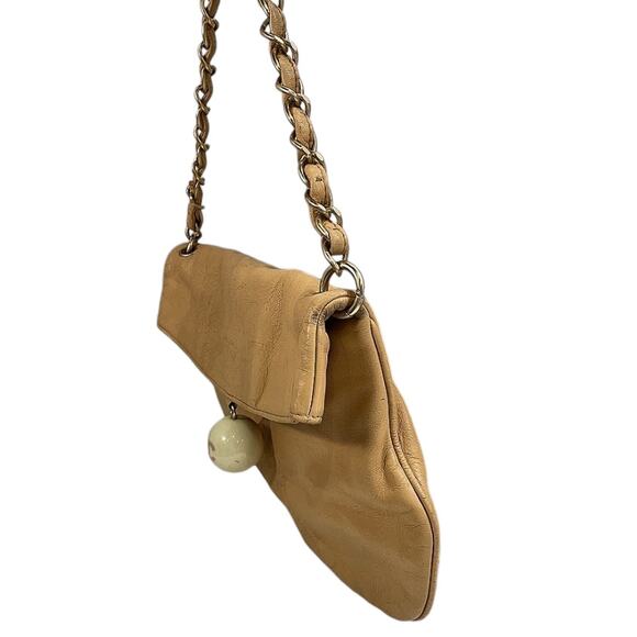 Chanel Vintage Cue Ball Tan Lambskin Foldover Bag - Picture 7 of 12